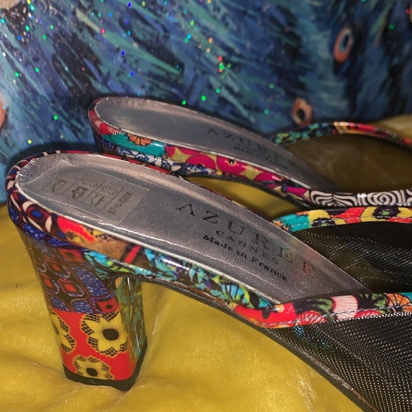 Azuree Cannes Size 5.5 Beaded Mesh Open Toe Chunk Heels - Picture 4 of 16